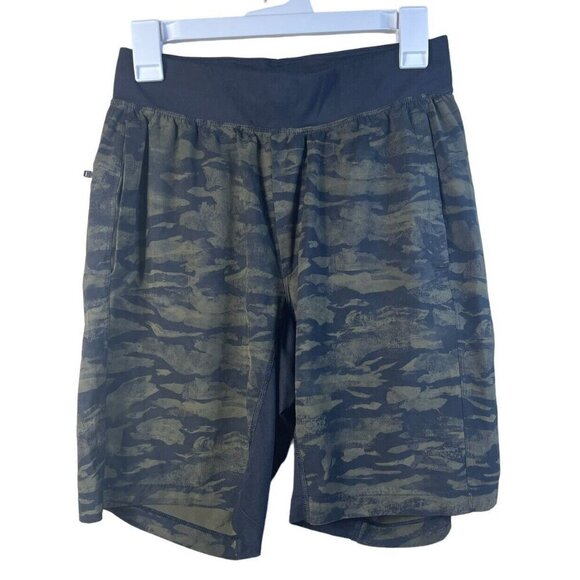 Lululemon THE Short Unlined 9" Men S Camo THE Training Green Black Lightweight - Picture 1 of 9